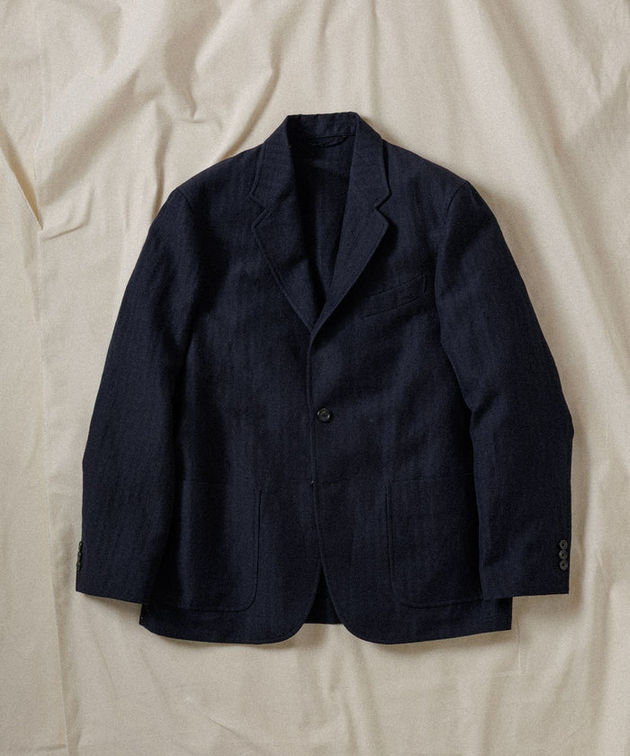 WILD LIFE TAILOR / WOOL LINEN HERRINGBONE BLAZER